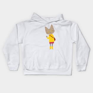 Yellow raincoat cat Kids Hoodie